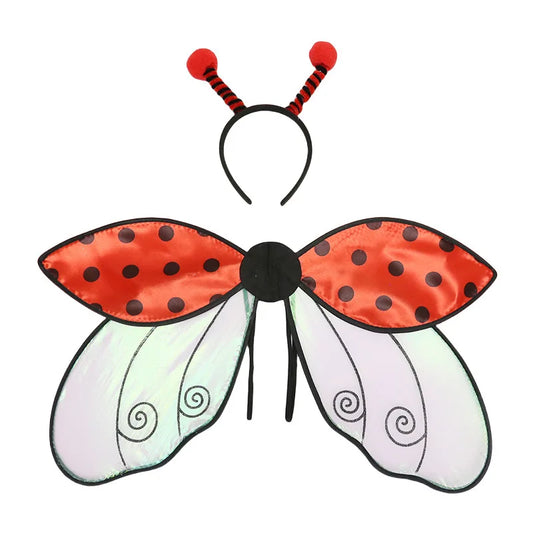 Halloween Costumes for Women Girls Cute Bee/Ladybug Wings with Headband Set Party Favors