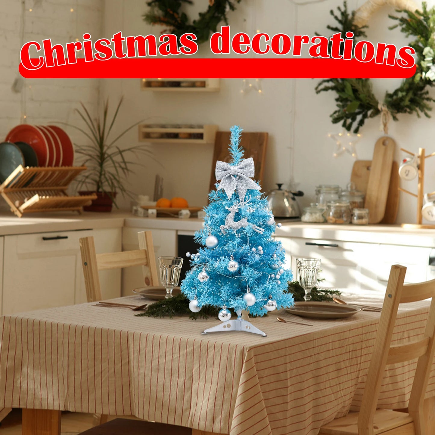 Christmas Tree With lights Blue Christmas Tree Desktop Christmas Miniature Pine Christmas Decoration Desktop Mini Tree 2025