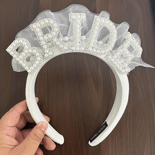 1pc, White Pearl Bride Headband - Perfect for Bridal Shower and Wedding Party Decorations for Halloween,Christmas Event & Party Supplies